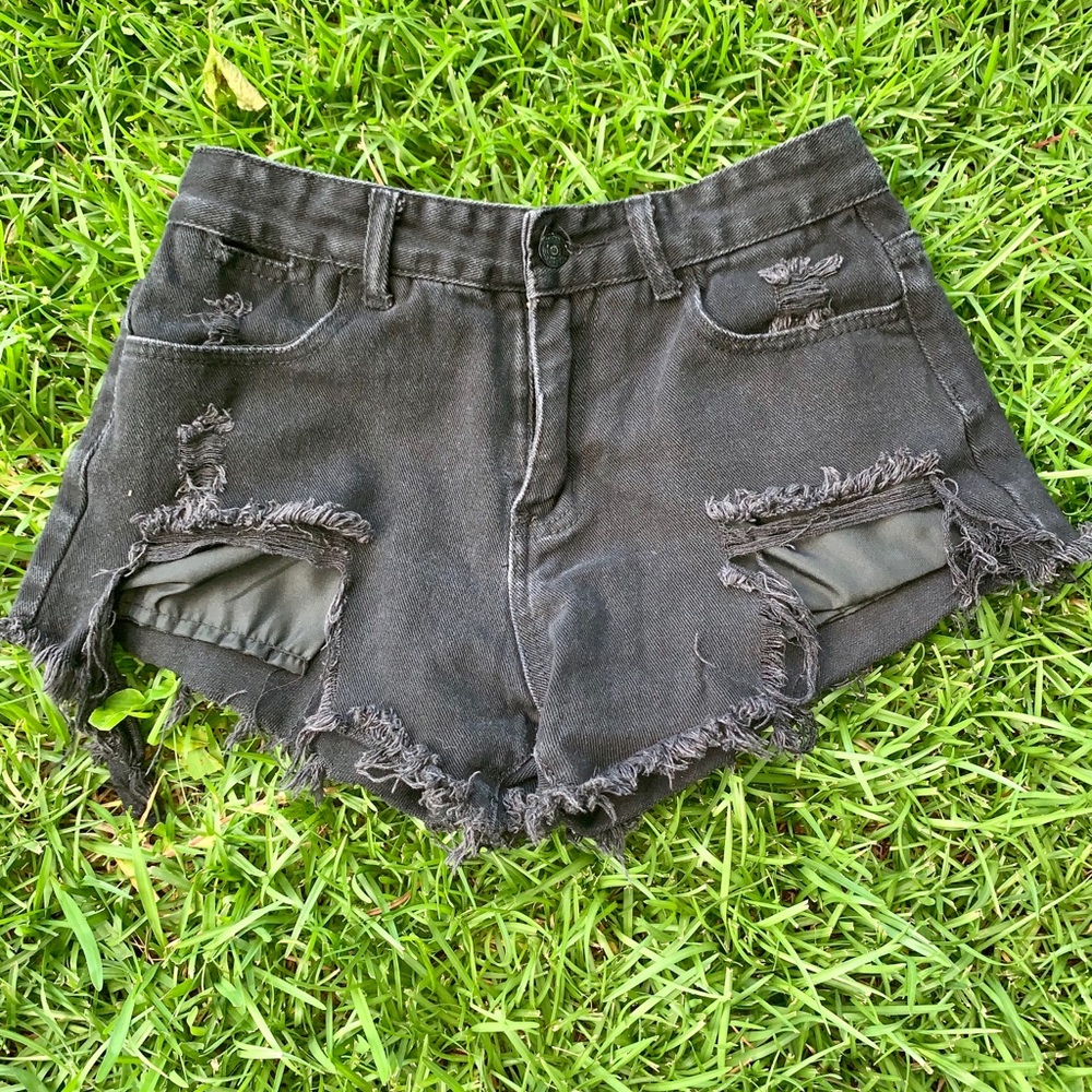 Black Jean Shorts
